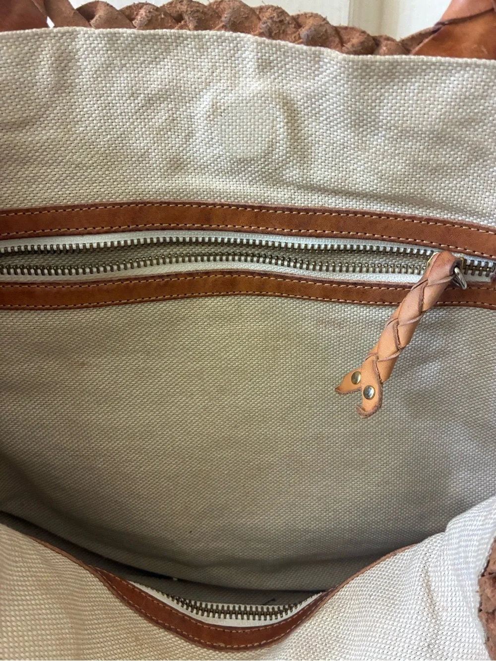 MILANER Elena Handwoven Leather Tote Bag Basket Shopper NWOT